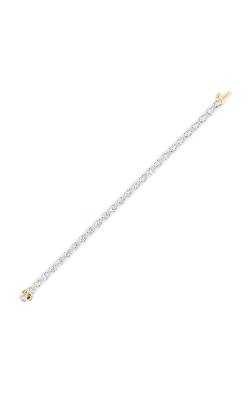 7CTW Pear Shaped Lab Grown Diamond (F/VS) Fancy Line Bracelet in 14K Gold