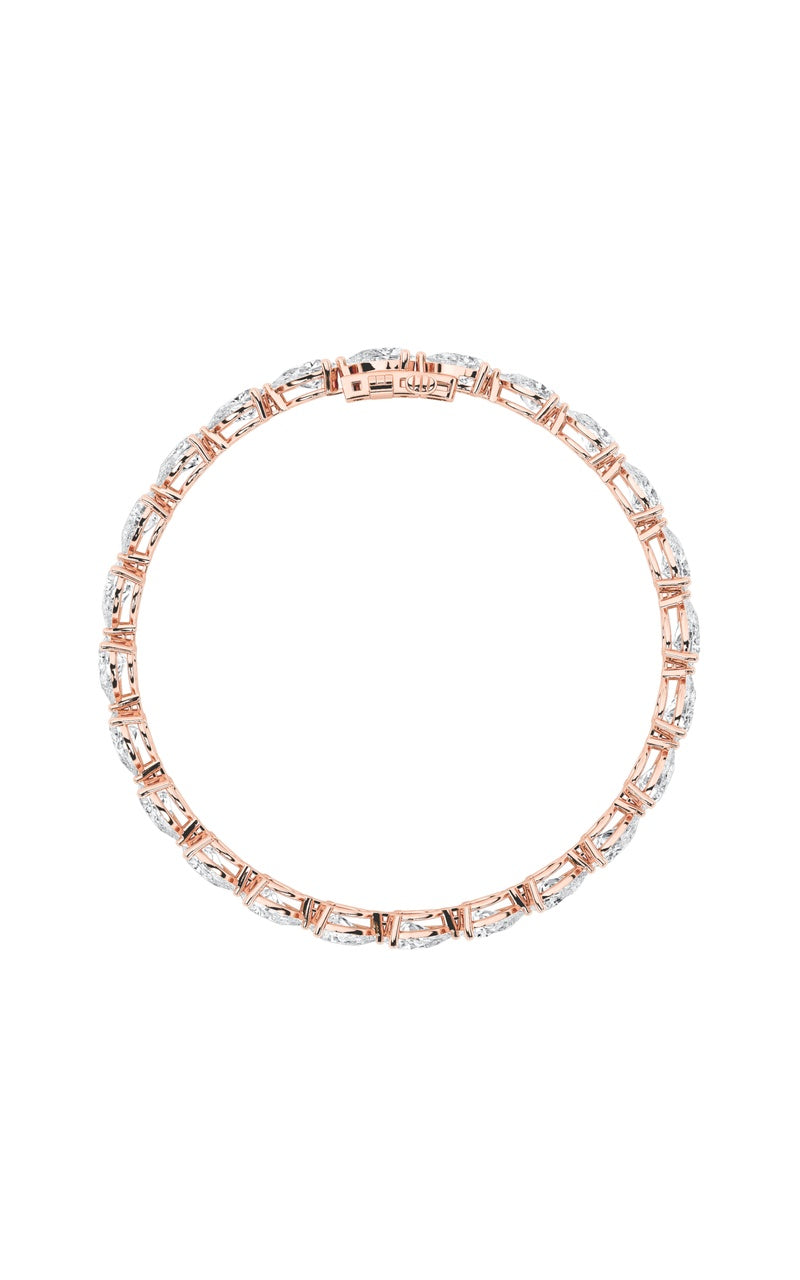 8CTW Pear Shaped Lab Grown Diamond (F/VS) East West Bracelet in 14K Gold