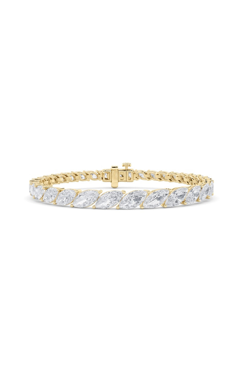 13Cttw Marquise Shaped Lab Grown Diamond (F/VS) Fancy Bracelet in 14K Gold
