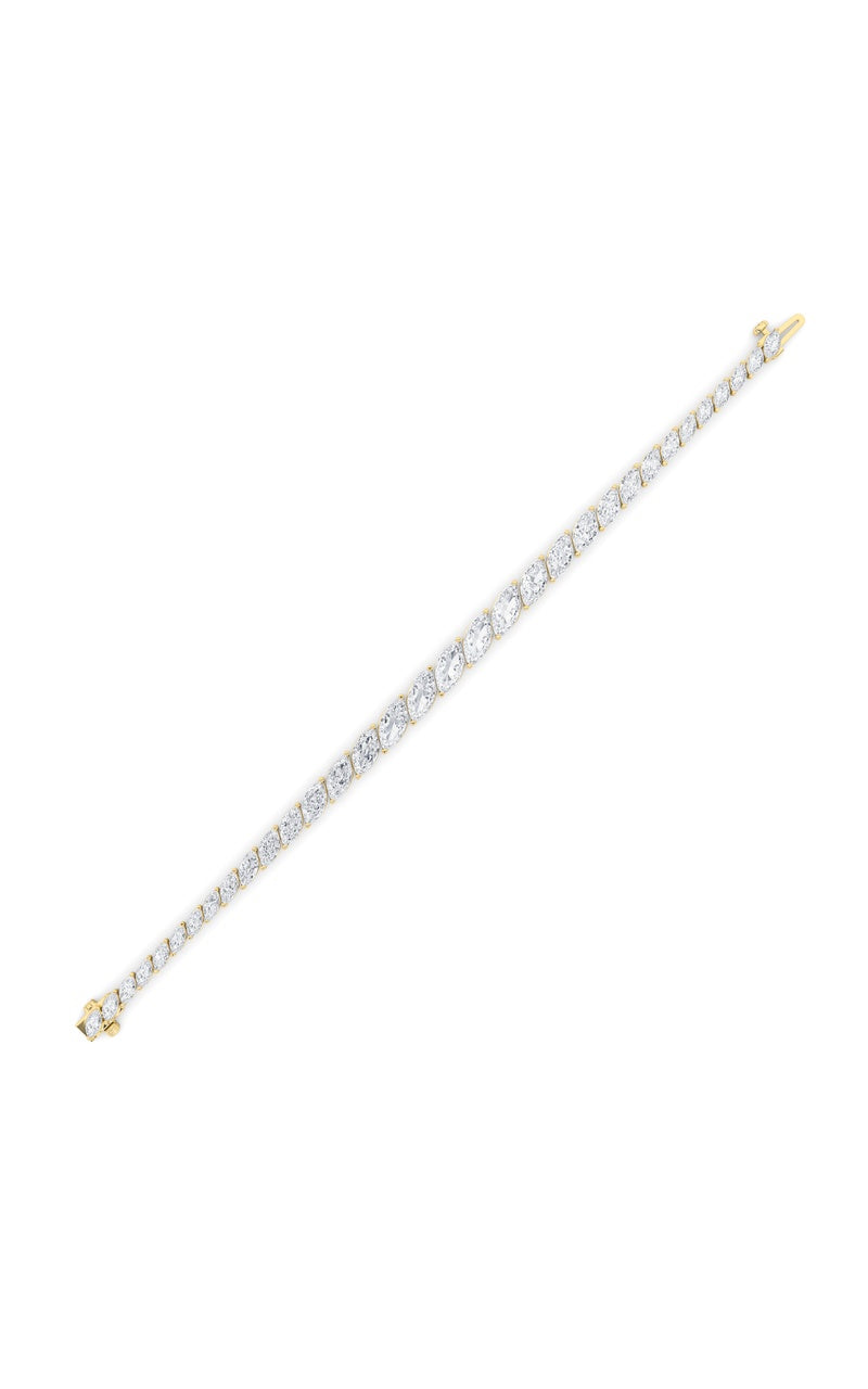 13Cttw Marquise Shaped Lab Grown Diamond (F/VS) Fancy Bracelet in 14K Gold