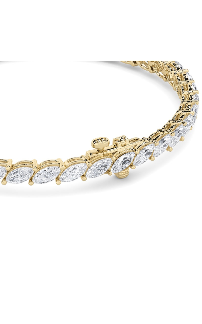 13Cttw Marquise Shaped Lab Grown Diamond (F/VS) Fancy Bracelet in 14K Gold