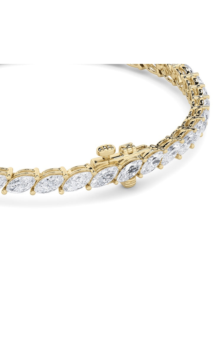 13Cttw Marquise Shaped Lab Grown Diamond (F/VS) Fancy Bracelet in 14K Gold