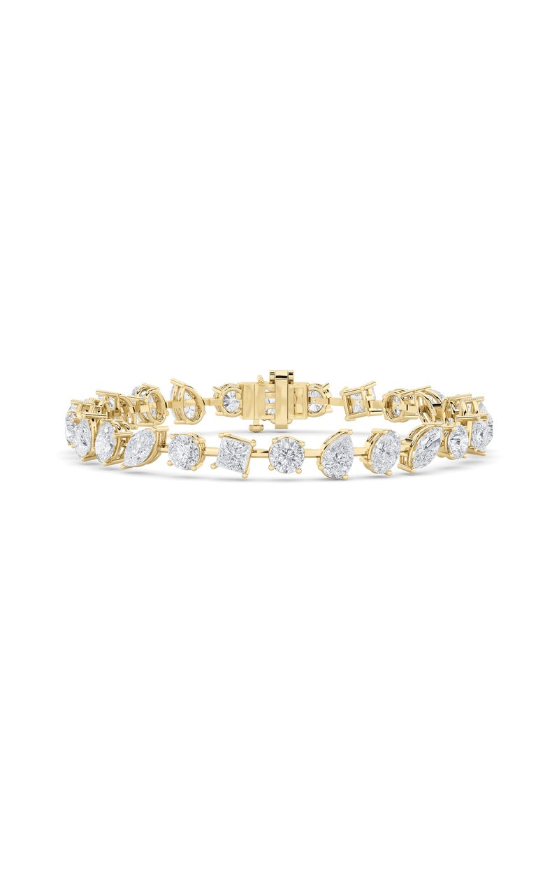 10.5Cttw Mix Shaped Lab Grown Diamond (F/VS) NorthSouth Bracelet in 14K Gold