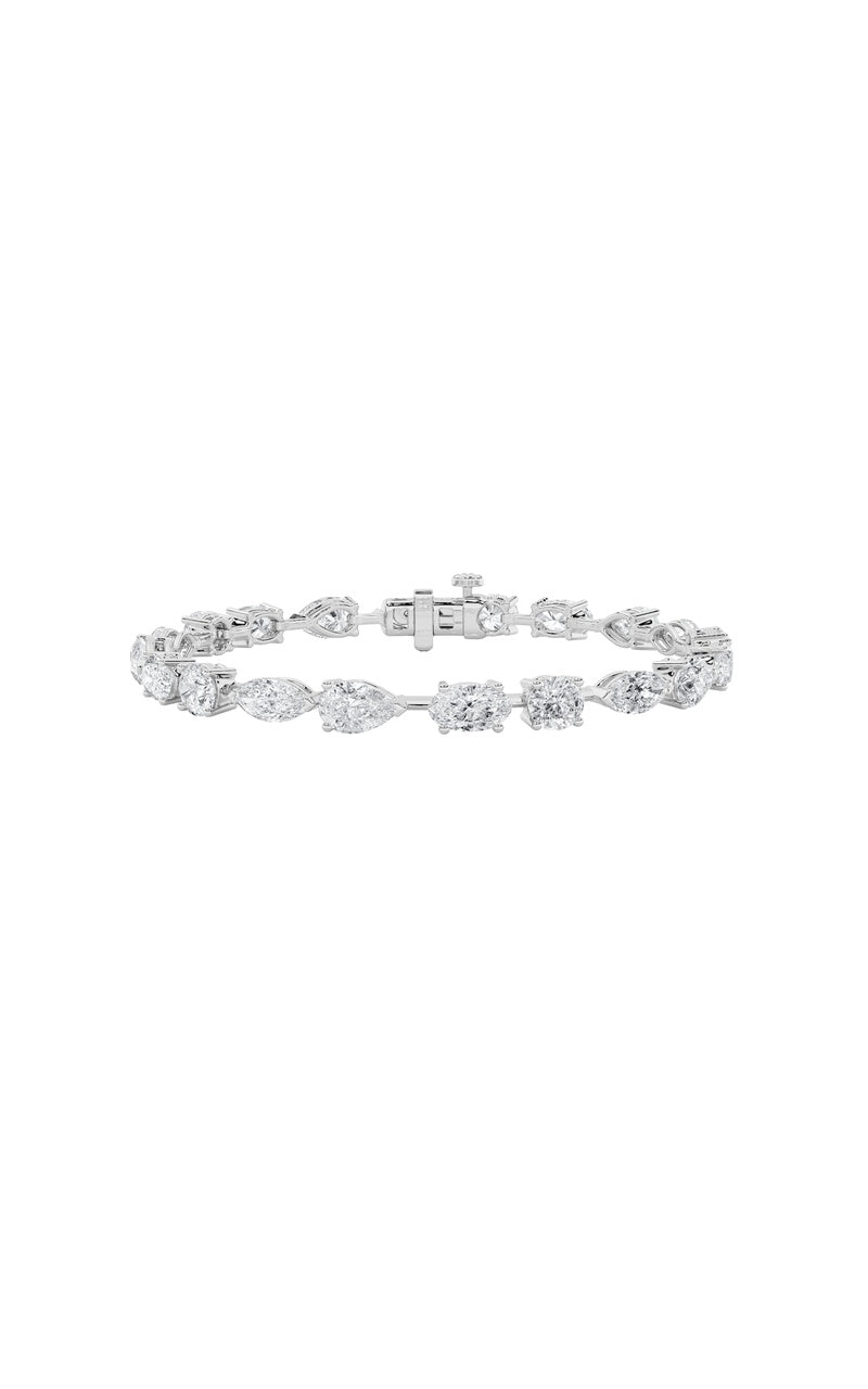 12Cttw Mix Shaped Lab Grown Diamond East & West Bracelet in 14K Gold (F/VS)