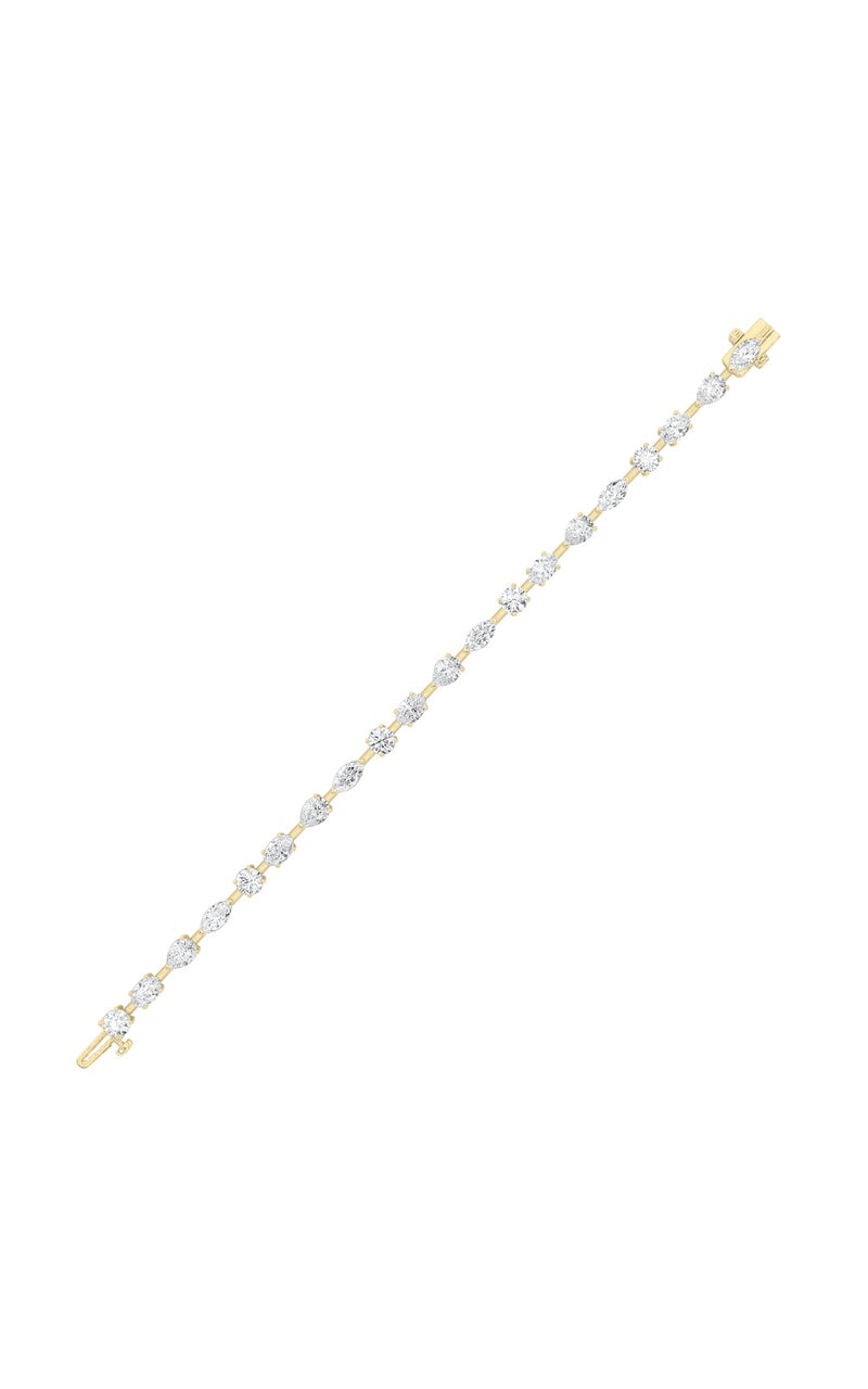 5CTW Mix Shaped Lab Grown Diamond East & West Bracelet in 14K Gold (F/VS)