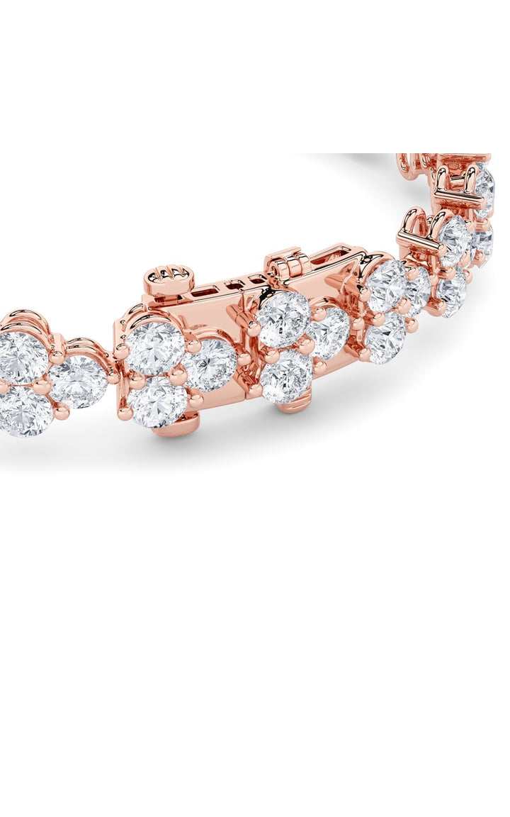 13Cttw Round Shaped Lab Grown Diamond (F/VS) Cluster Bracelet in 14K Gold