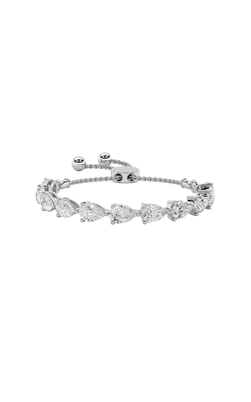 3.5CTW Pear Shaped Lab Grown Diamond (F/VS) Bolo Bracelet in 14K Gold