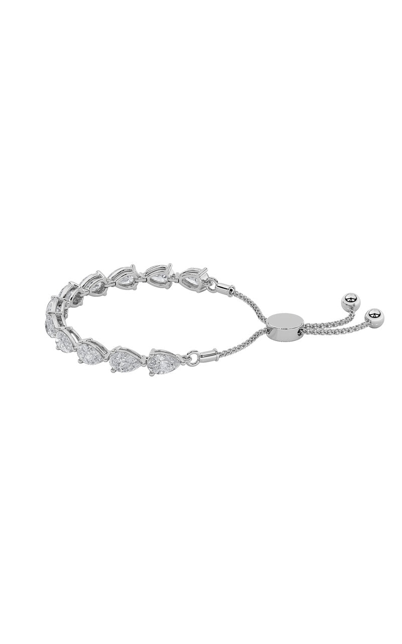 3.5Cttw Pear Shaped Lab Grown Diamond (F/VS) BoloBracelet in 14K Gold