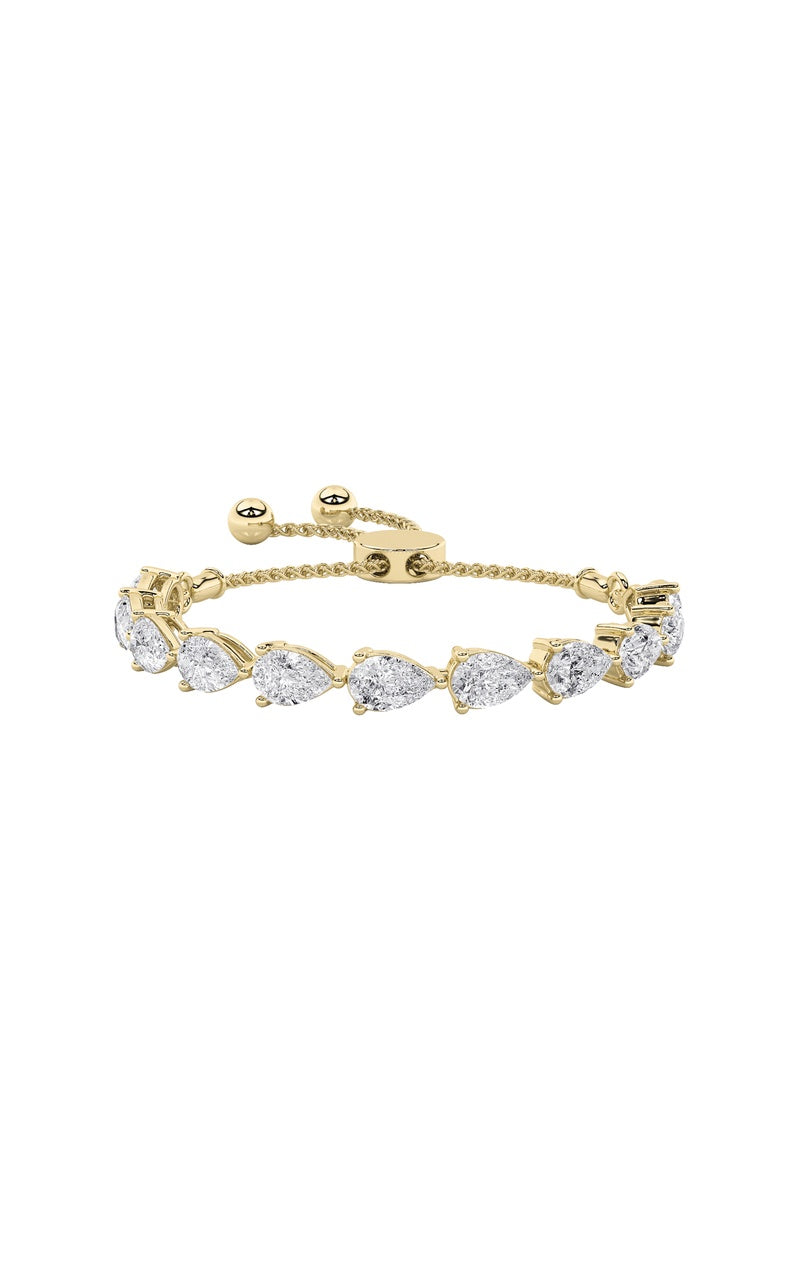 3.5CTW Pear Shaped Lab Grown Diamond (F/VS) Bolo Bracelet in 14K Gold