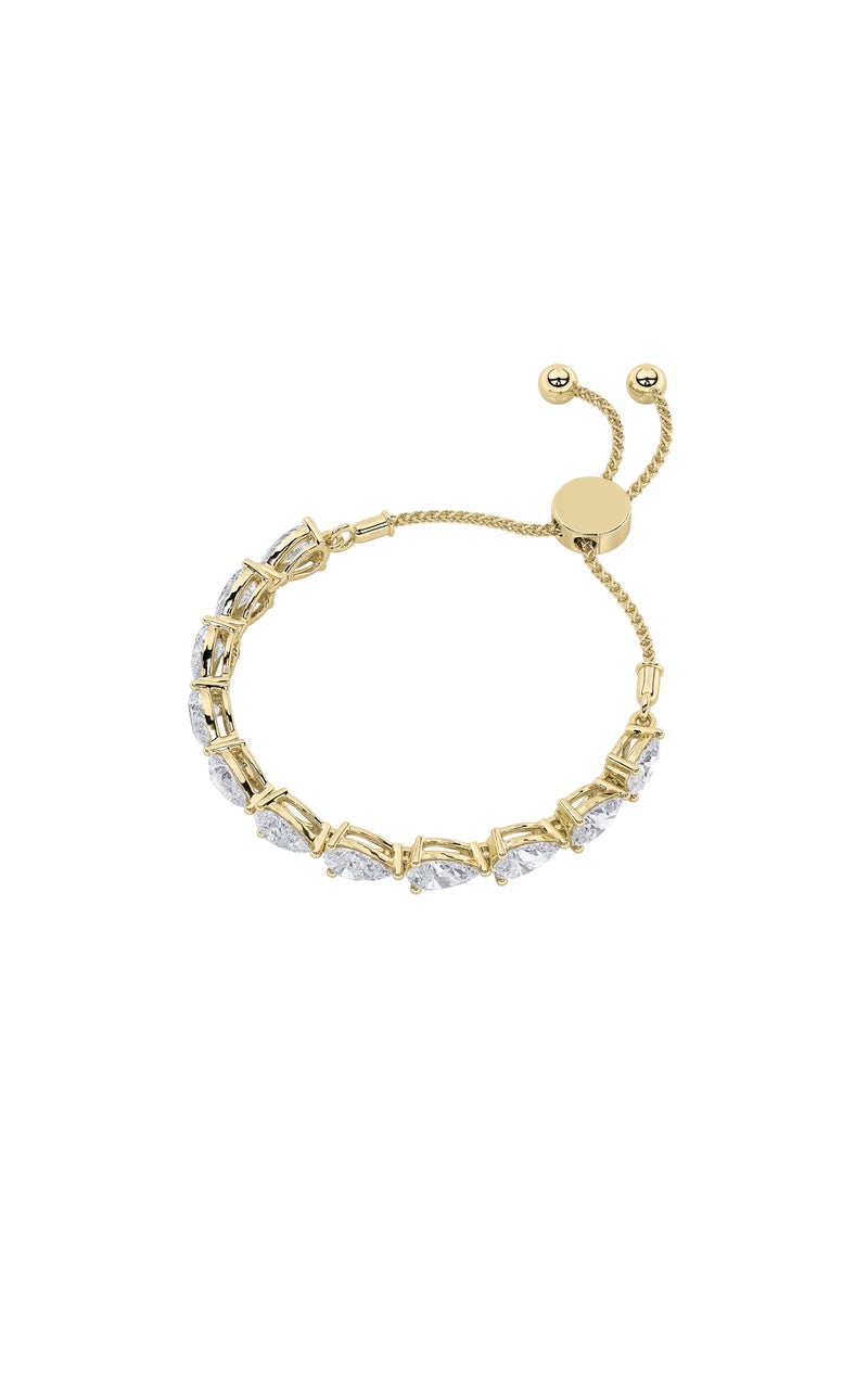 3.5CTW Pear Shaped Lab Grown Diamond (F/VS) Bolo Bracelet in 14K Gold