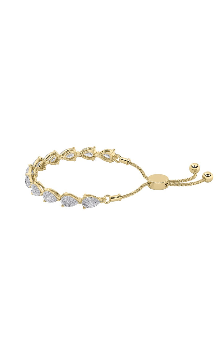 3.5Cttw Pear Shaped Lab Grown Diamond (F/VS) BoloBracelet in 14K Gold