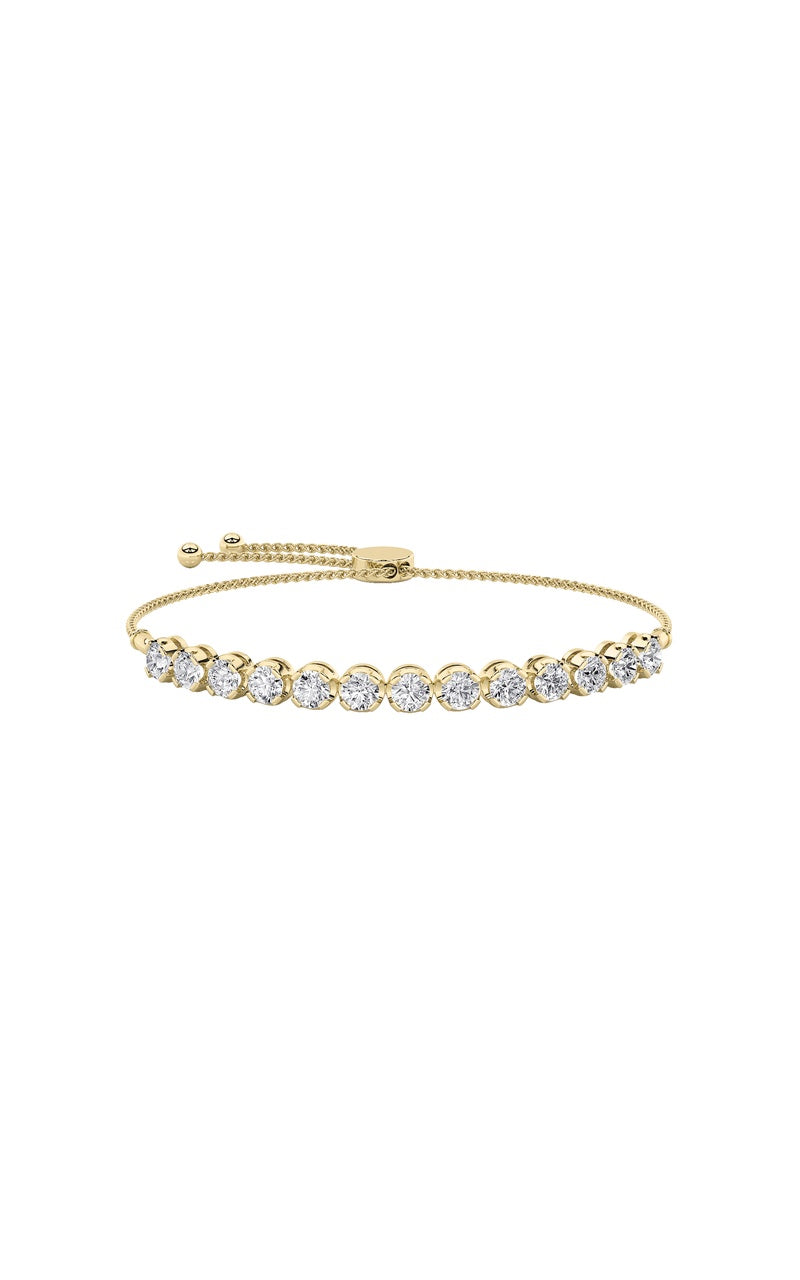 2.5Cttw Round Shaped Lab Grown Diamond (F/VS) BoloBracelet in 14K Gold
