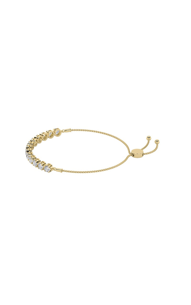 2.5Cttw Round Shaped Lab Grown Diamond (F/VS) BoloBracelet in 14K Gold