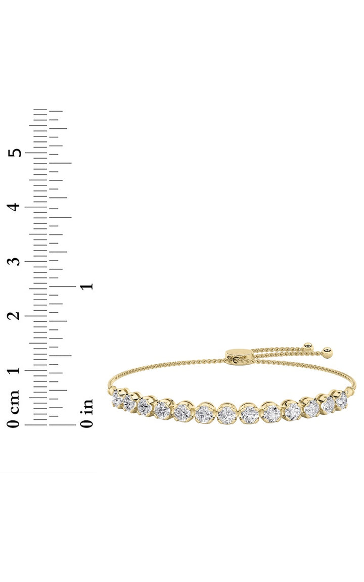 2.5Cttw Round Shaped Lab Grown Diamond (F/VS) Bolo Bracelet in 14K Gold
