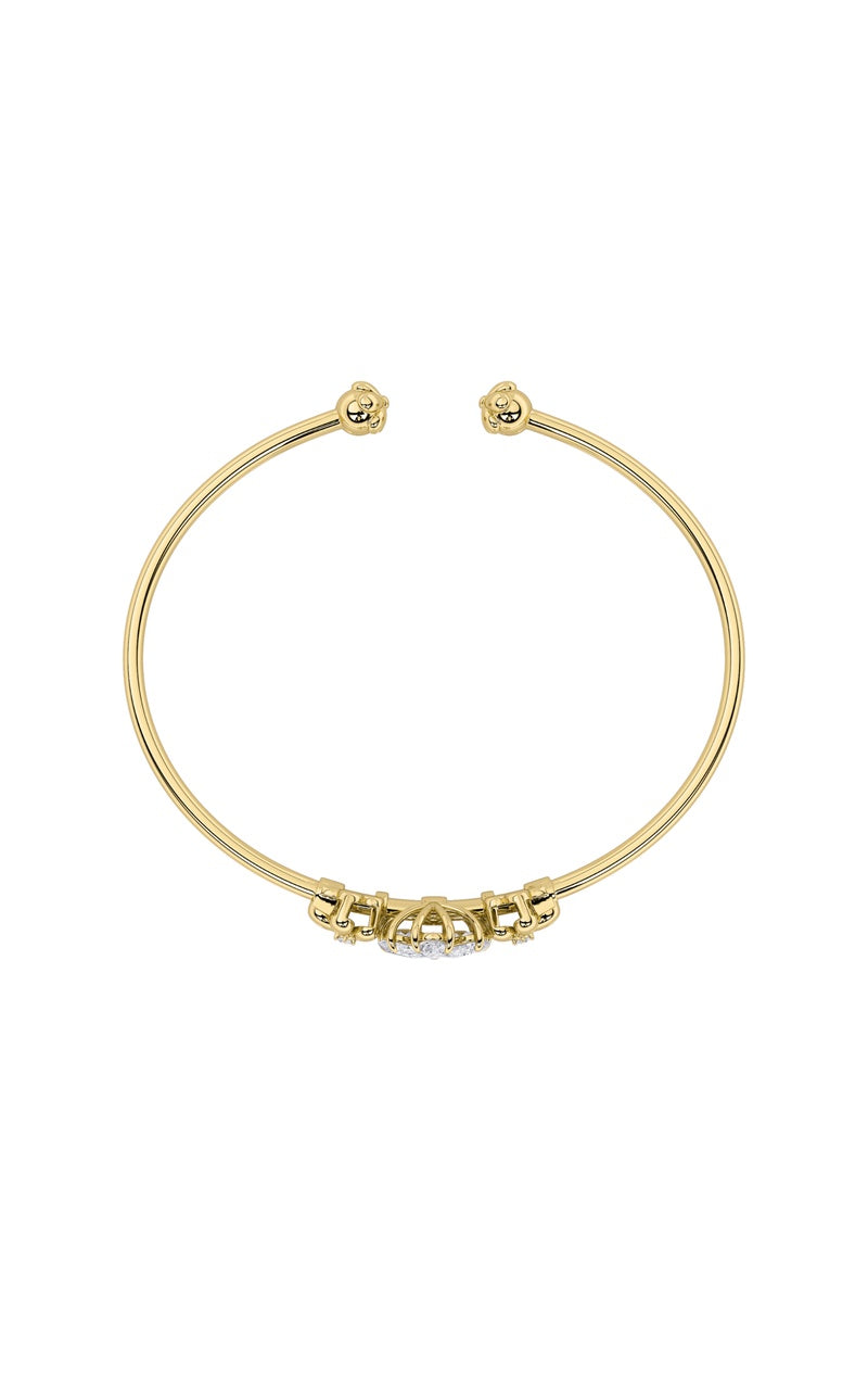 1.5Cttw Pear Shaped Lab Grown Diamond (F/VS) FancyFlower Bangle Bracelet in 14K Gold