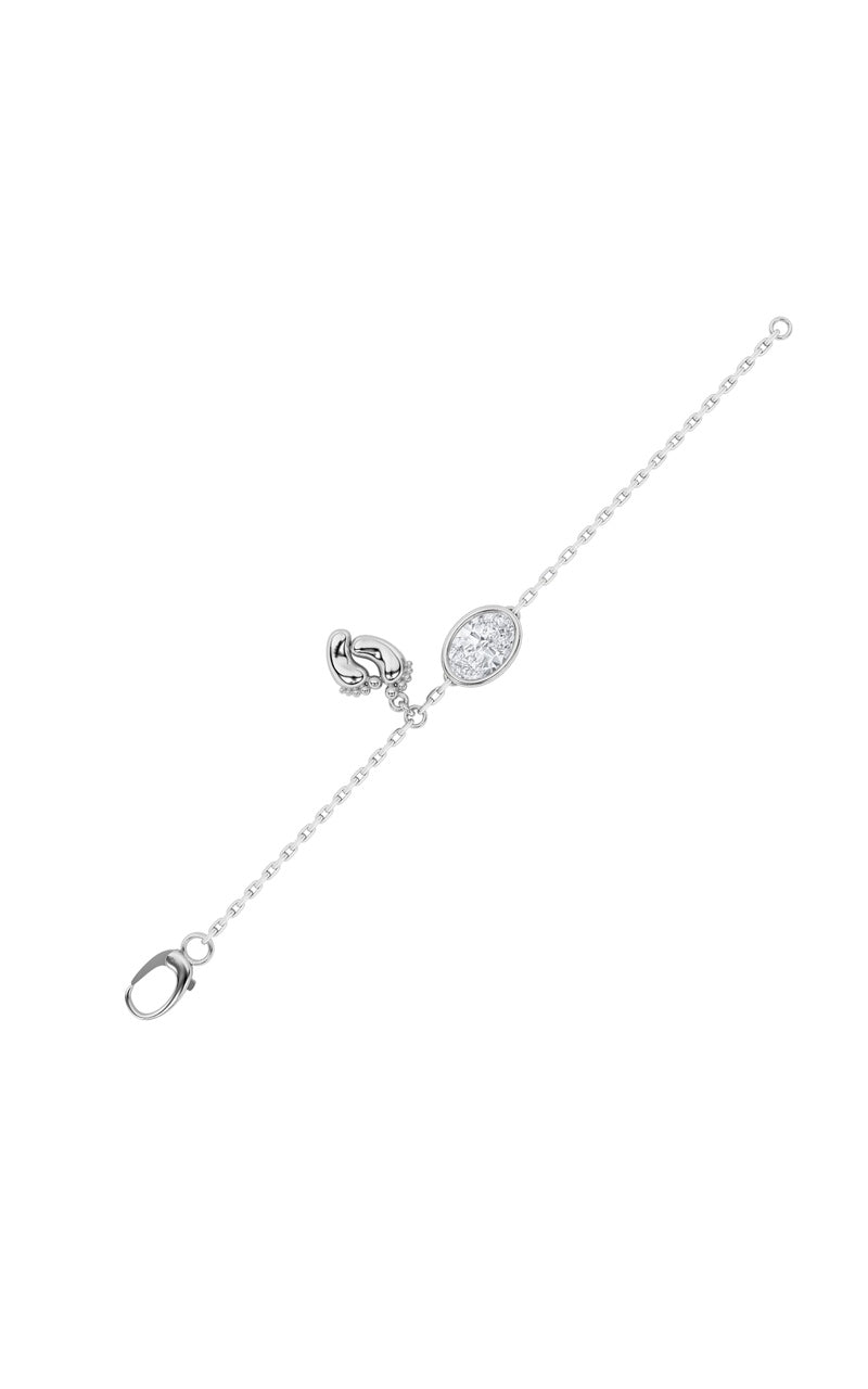 1Cttw Oval Shaped Lab Grown Diamond (F/VS) Bolo Bracelet in 14K Gold
