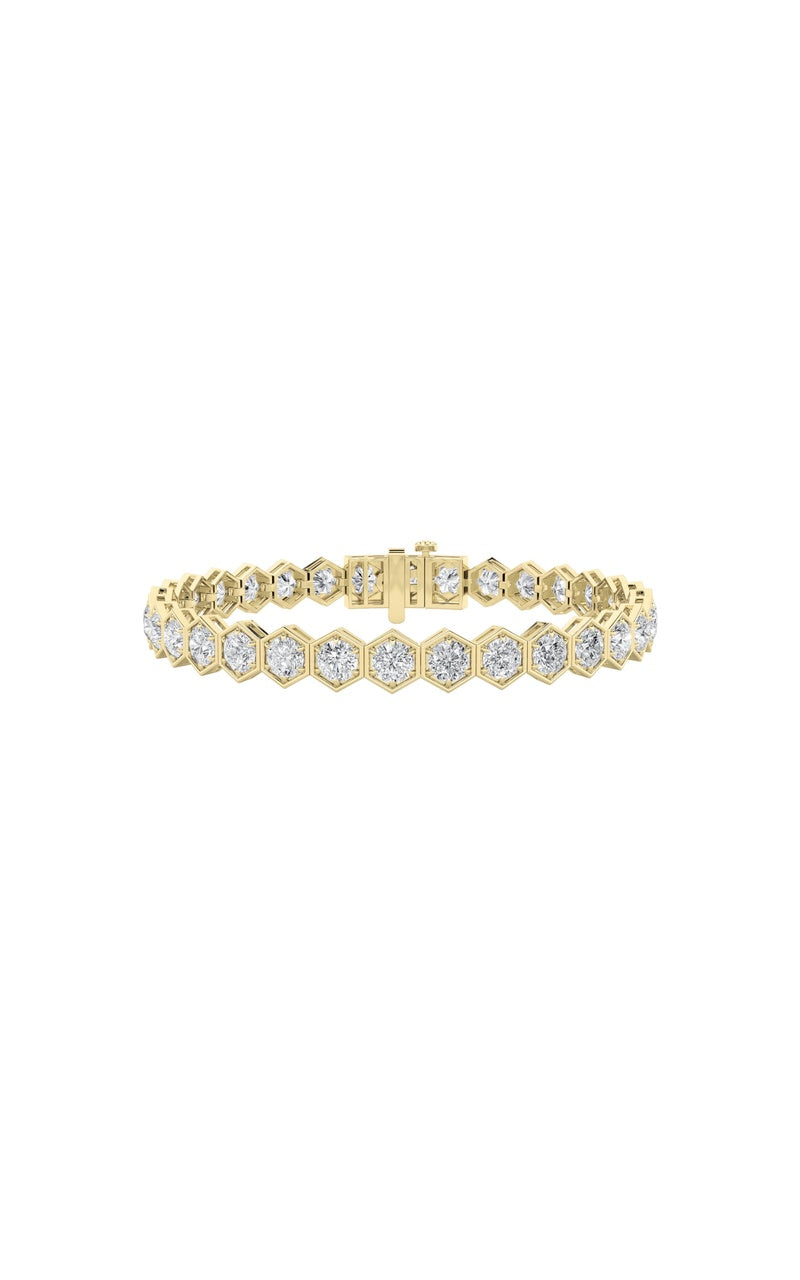 10Cttw Round Shaped Lab Grown Diamond (F/VS) Bracelet in 14K Gold