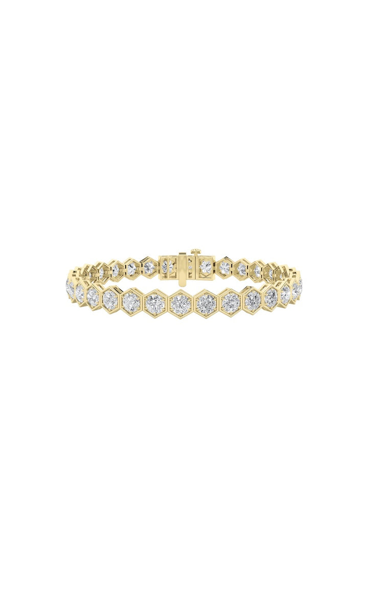 10Cttw Round Shaped Lab Grown Diamond (F/VS) Bracelet in 14K Gold