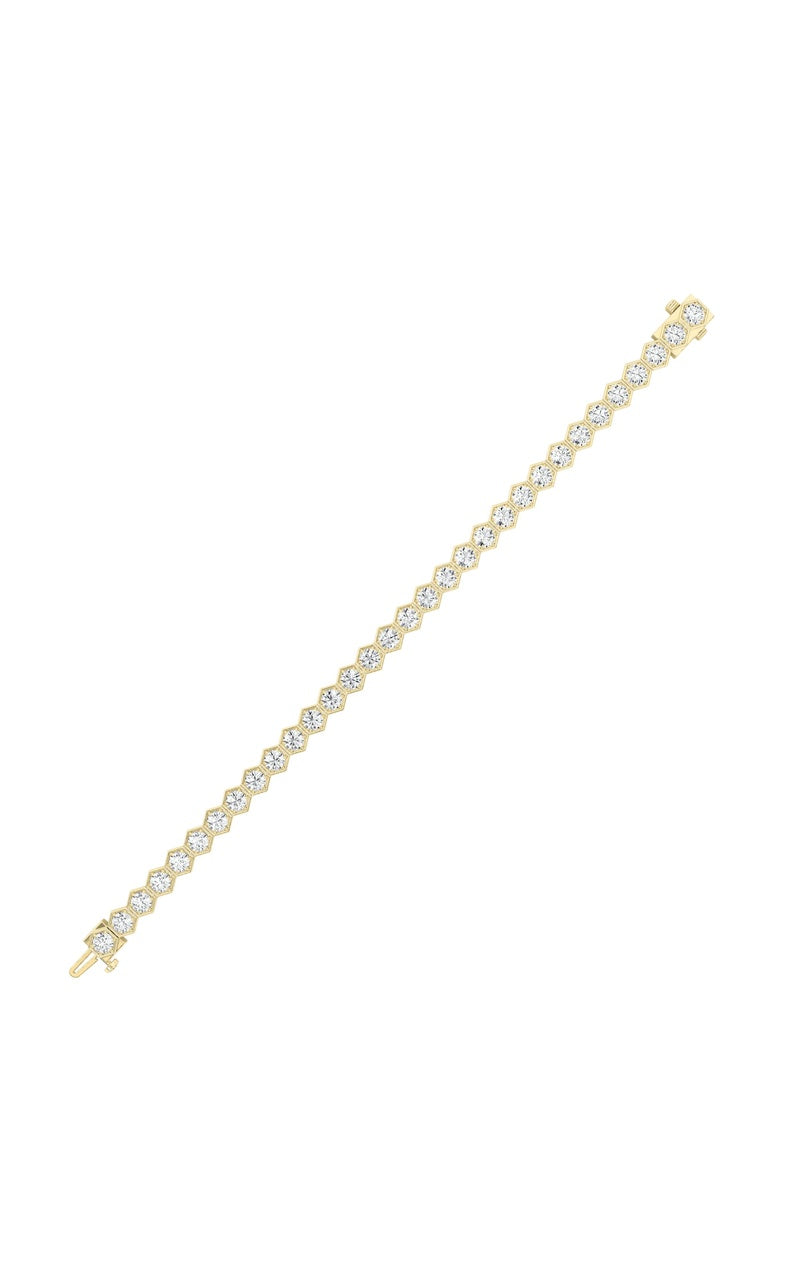 10Cttw Round Shaped Lab Grown Diamond (F/VS) Bracelet in 14K Gold