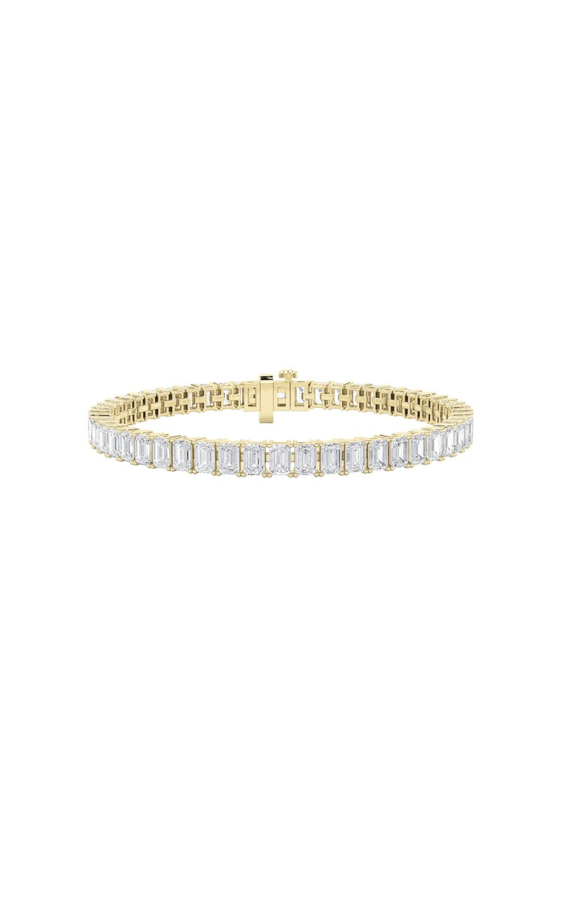 15Cttw Emerald Shaped Lab Grown Diamond North  South Bracelet in 14K Gold (F/VS)