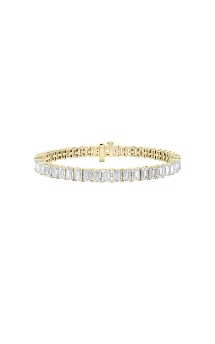 15Cttw Emerald Shaped Lab Grown Diamond North  South Bracelet in 14K Gold (F/VS)