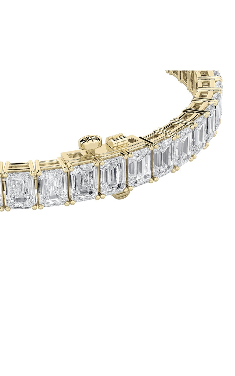 15Cttw Emerald Shaped Lab Grown Diamond North  South Bracelet in 14K Gold (F/VS)