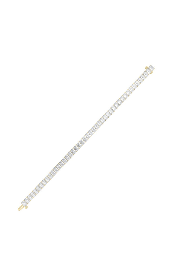 15Cttw Emerald Shaped Lab Grown Diamond North  South Bracelet in 14K Gold (F/VS)