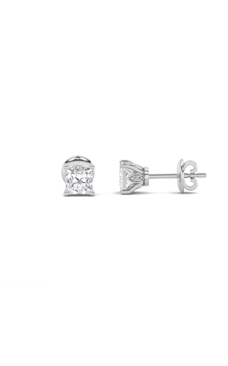 1Cttw Princess Shaped Lab Grown Diamond (F/VS) Tulip Head Stud Earrings in 14K Gold