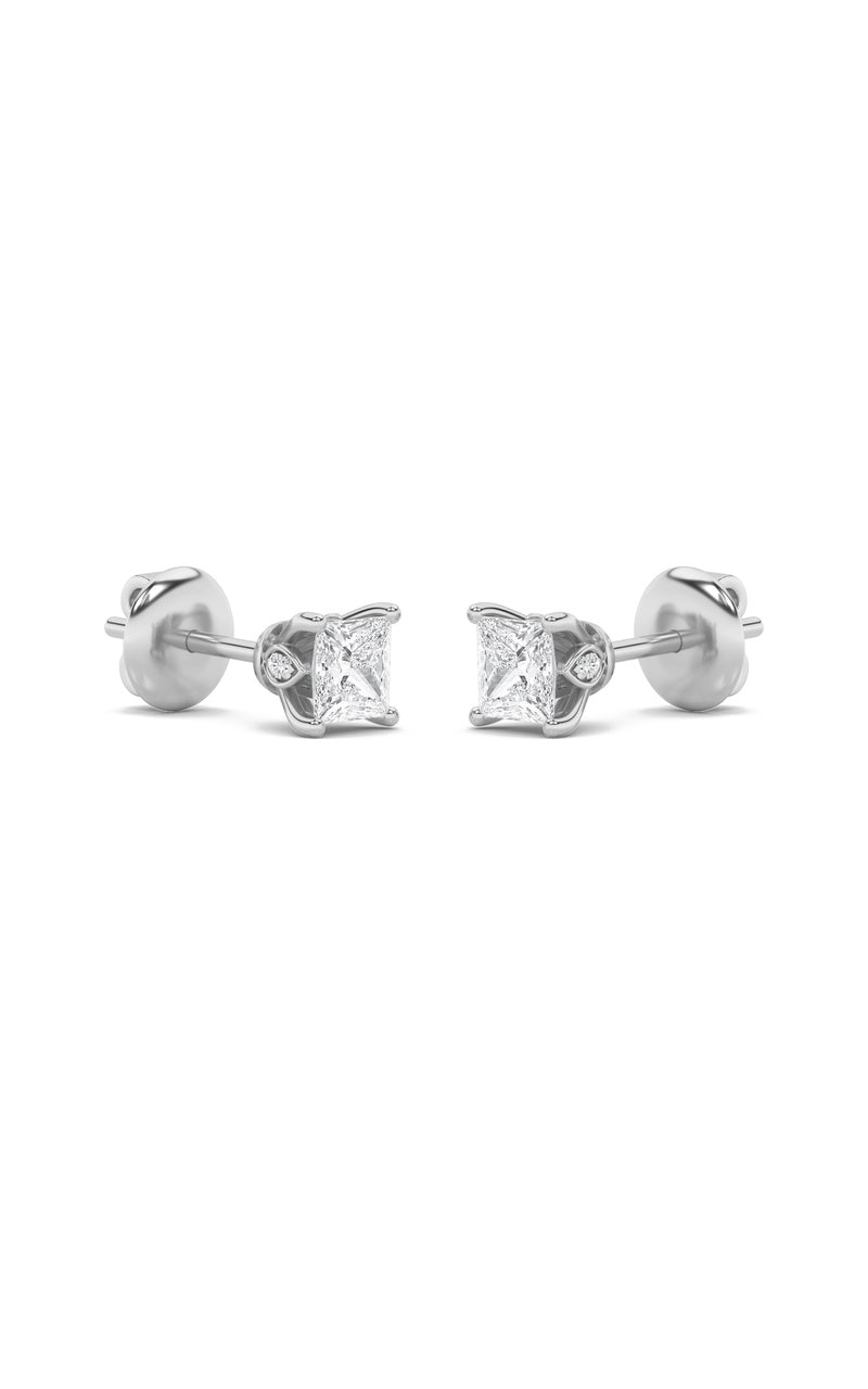 1CTW Princess Shaped Lab Grown Diamond (F/VS) Tulip Head Stud Earrings in 14K Gold
