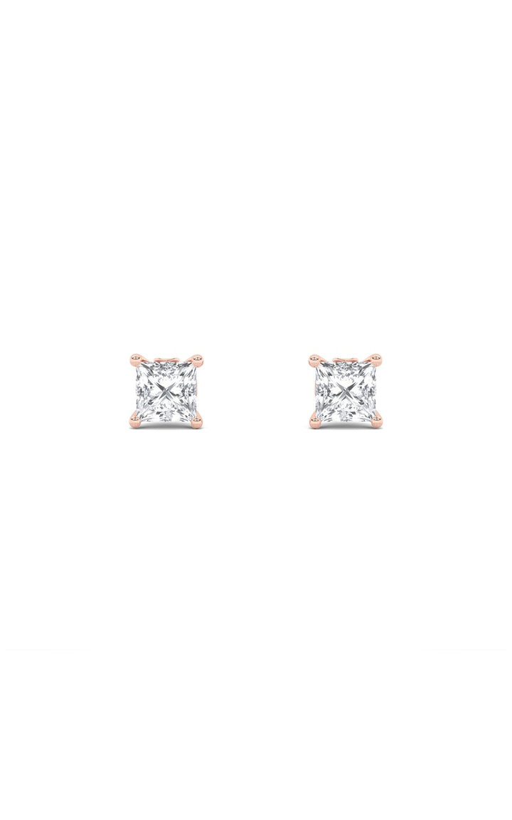3Cttw Princess Shaped Lab Grown Diamond (F/VS) Tulip Head Stud Earrings in 14K Gold