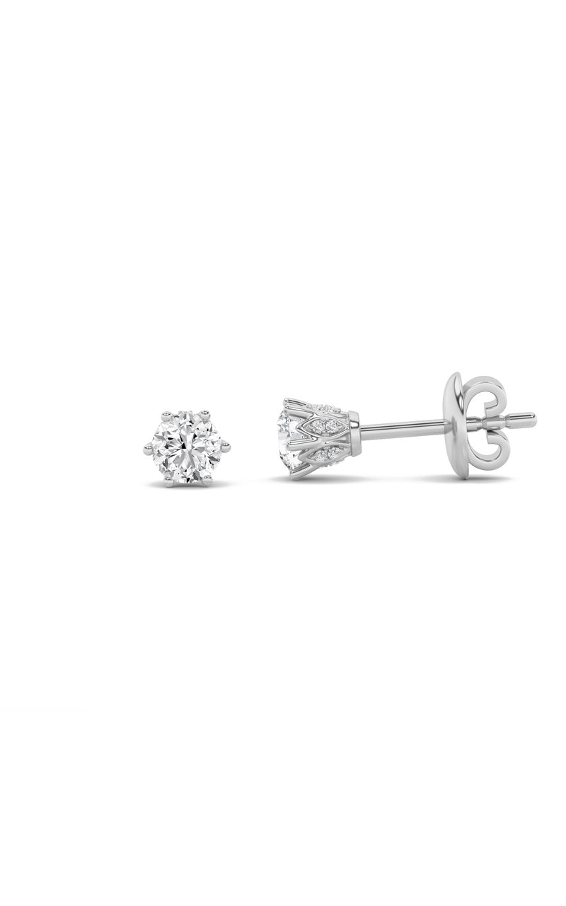 2Cttw Round Shaped Lab Grown Diamond (F/VS) TulipHead Stud Earrings in 14K Gold