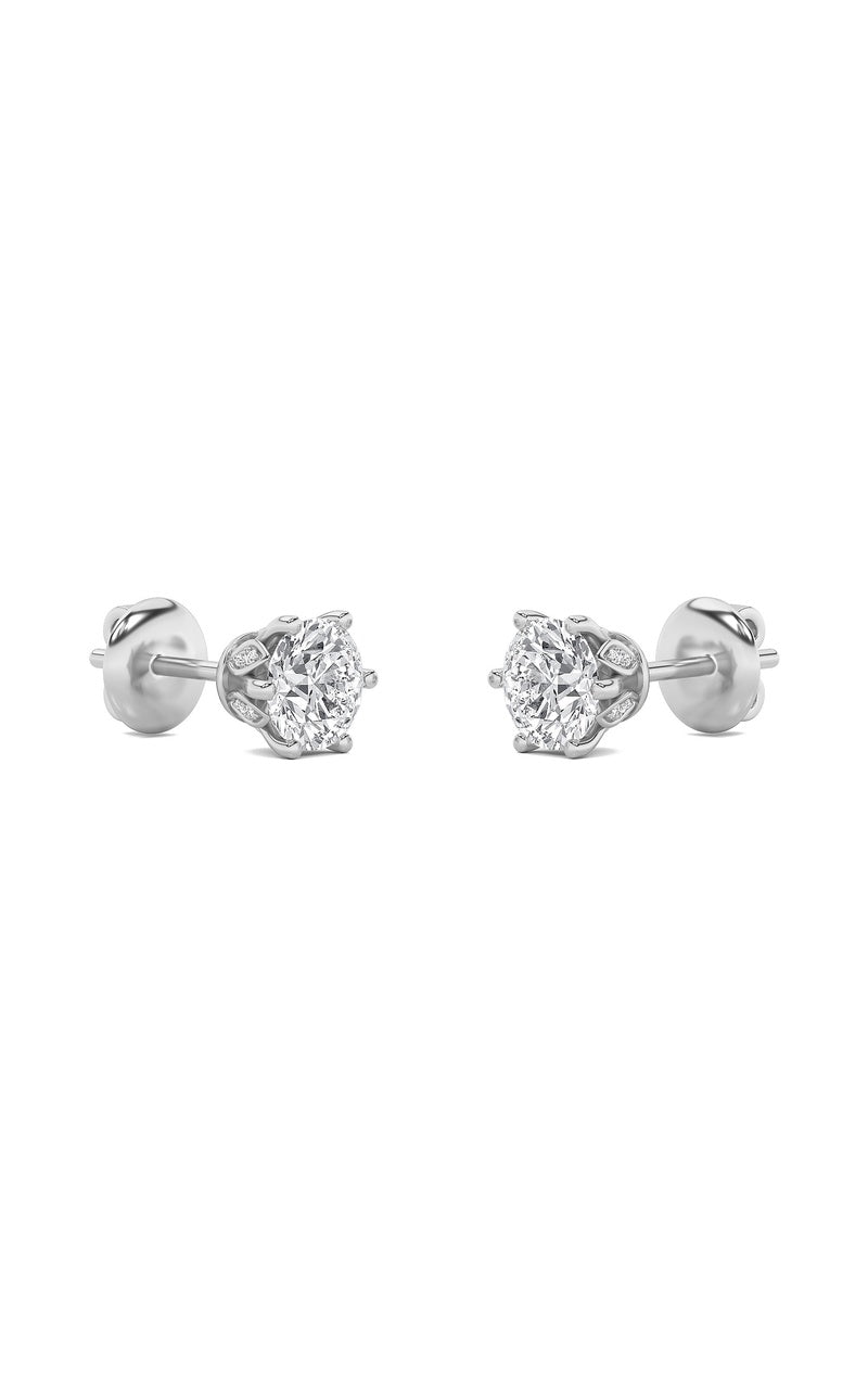 2CTW Round Shaped Lab Grown Diamond (F/VS) Tulip Head Stud Earrings in 14K Gold