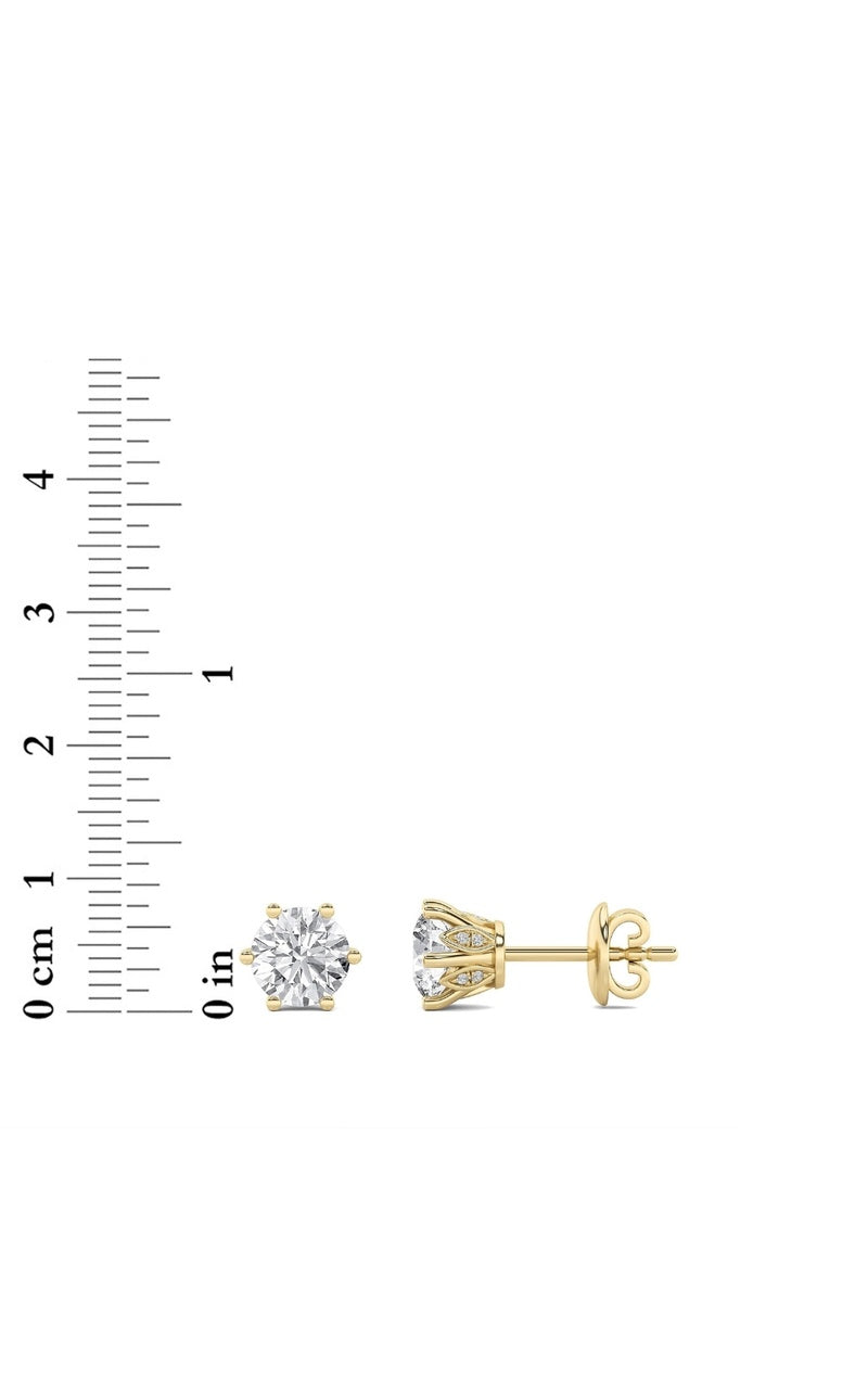 2CTW Round Shaped Lab Grown Diamond (F/VS) Tulip Head Stud Earrings in 14K Gold