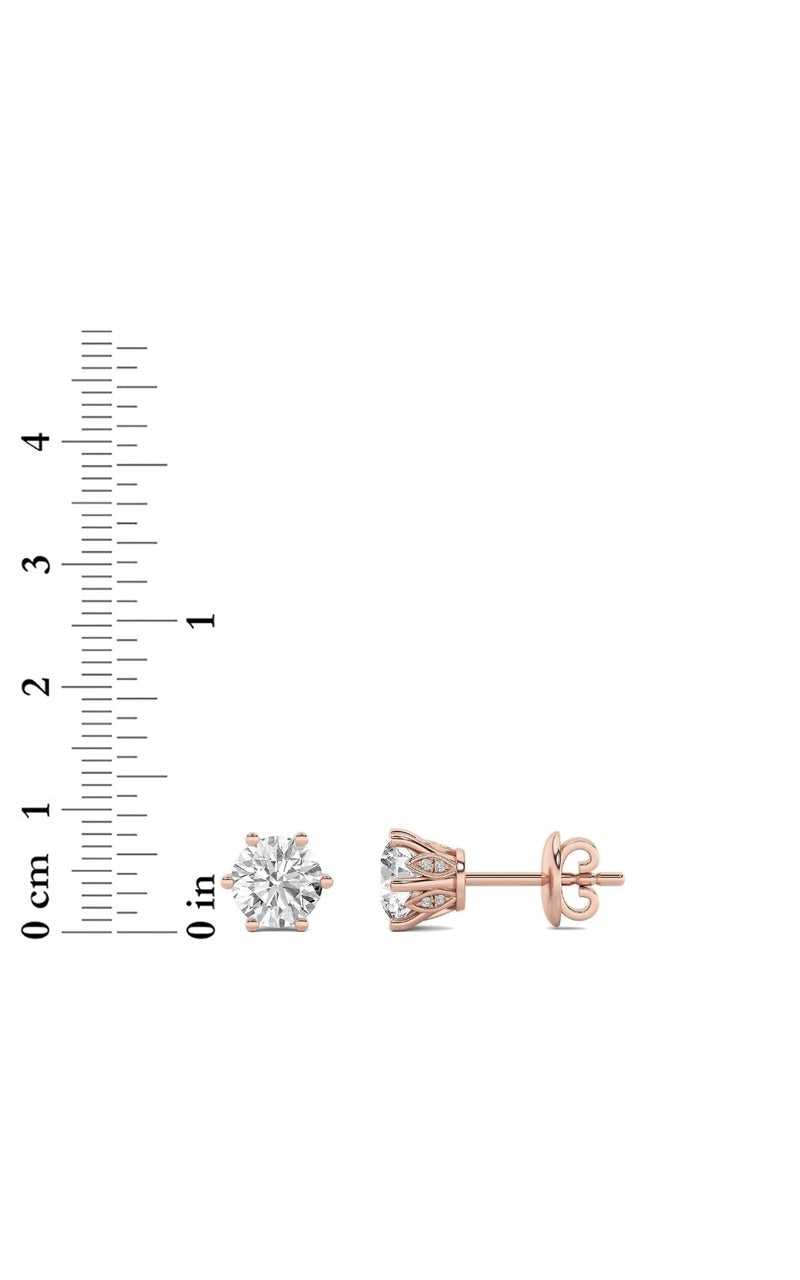 3Cttw Round Shaped Lab Grown Diamond (F/VS) TulipHead Stud Earrings in 14K Gold