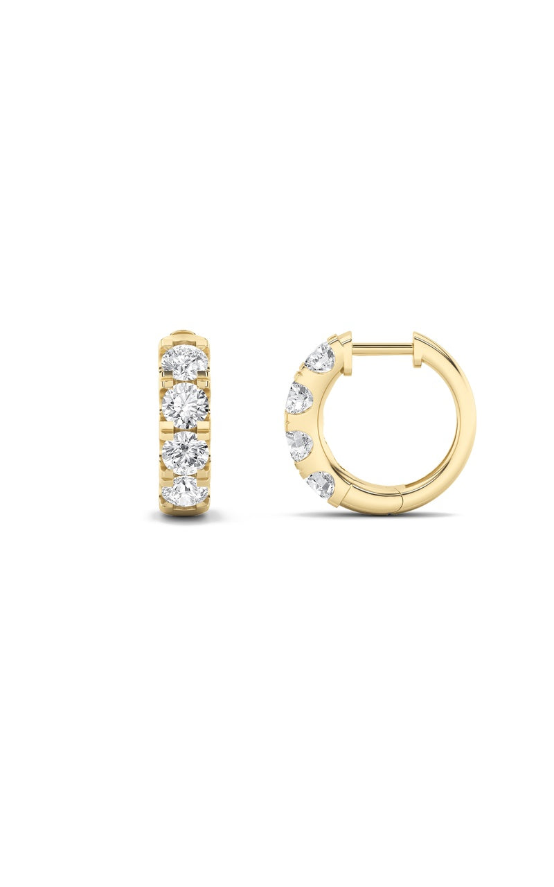 3CTW Round Shaped Lab Grown Diamond (F/VS) Hoop Earrings in 14K Gold