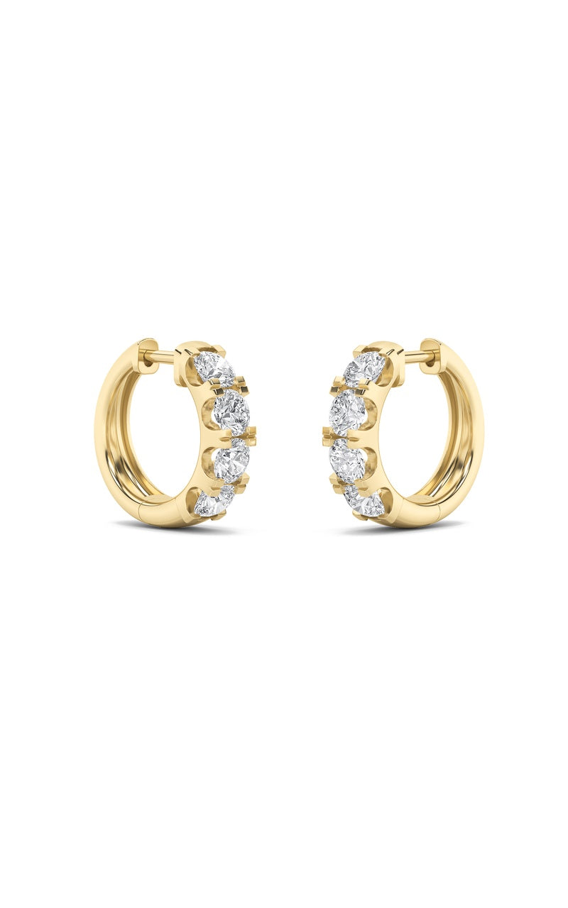 3CTW Round Shaped Lab Grown Diamond (F/VS) Hoop Earrings in 14K Gold