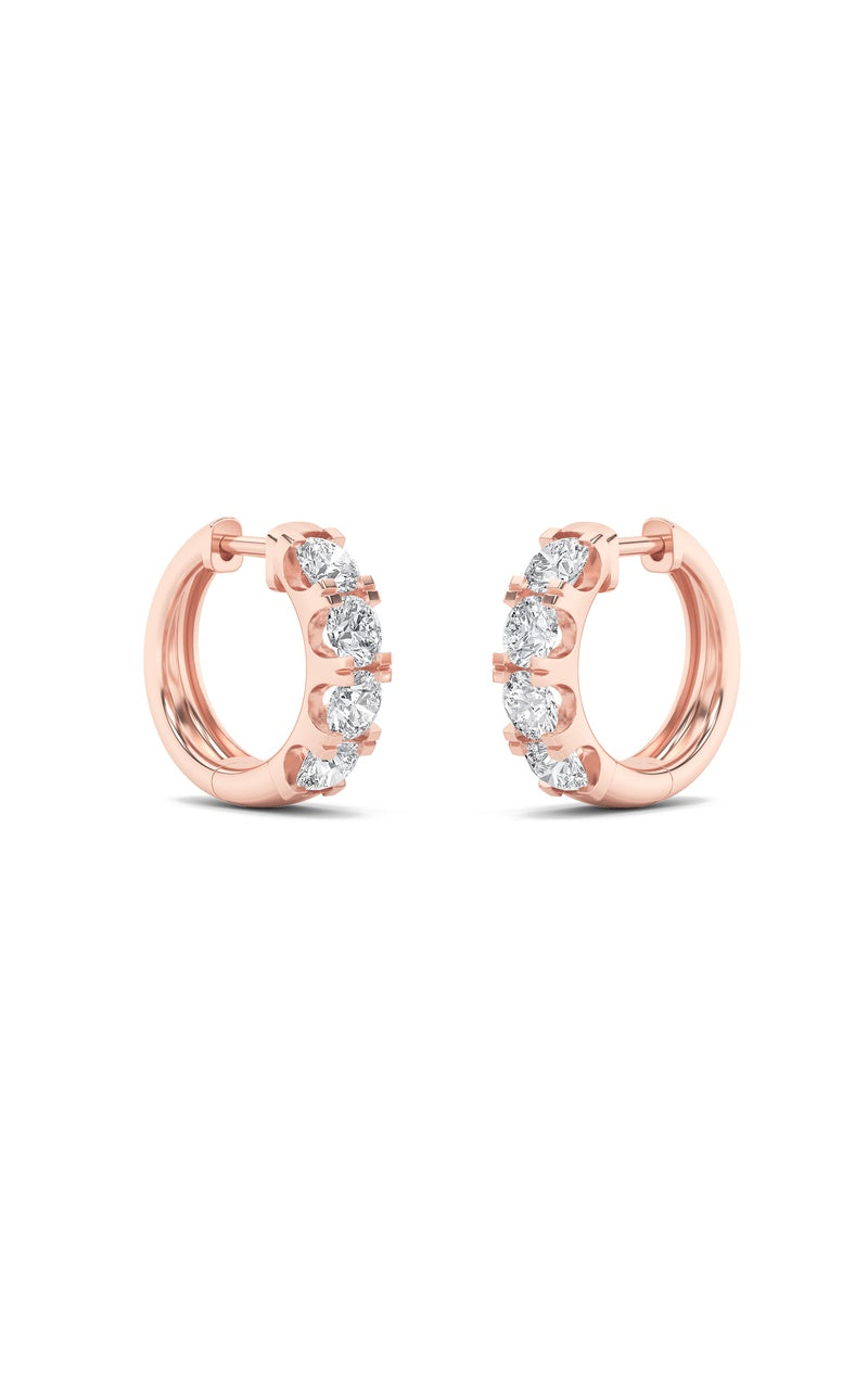 3Cttw Round Shaped Lab Grown Diamond (F/VS) Hoop Earrings in 14K Gold