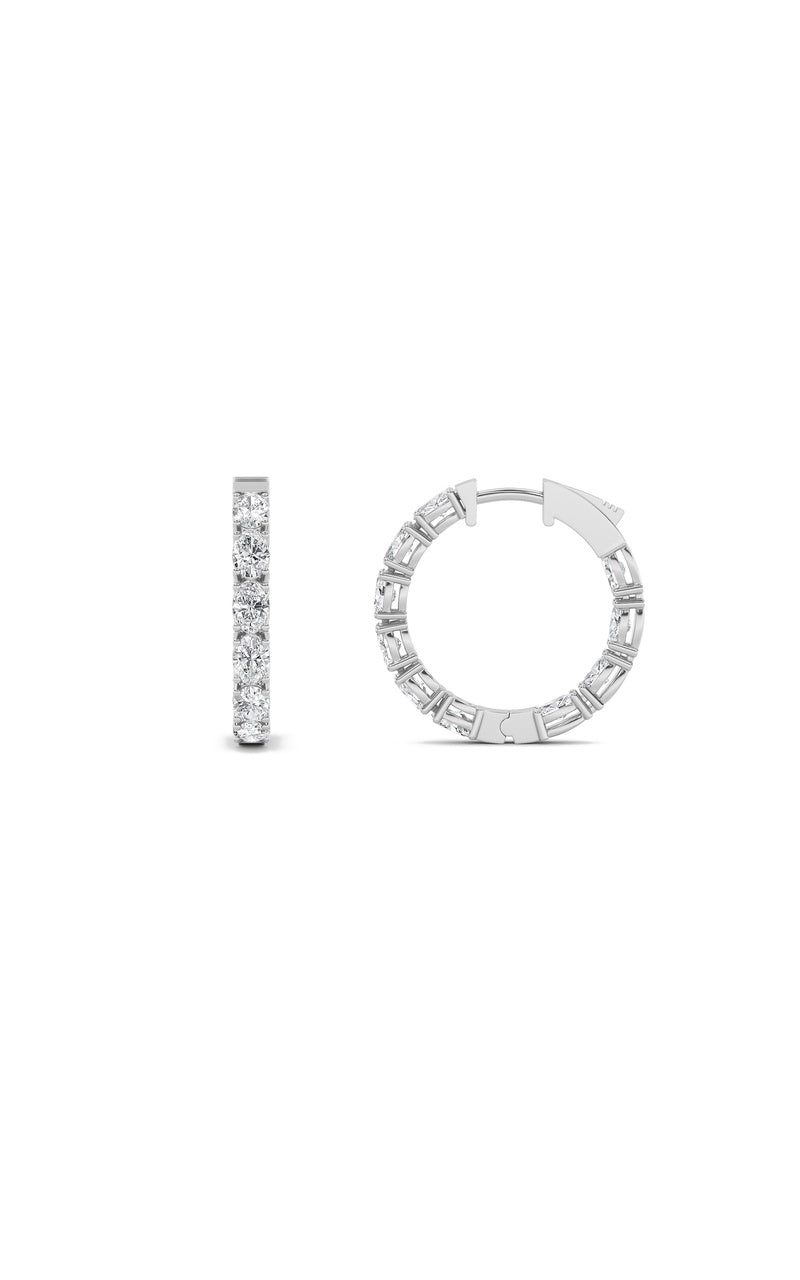4CTW Oval Shaped Lab Grown Diamond (F/VS) Inside Out Hoop Earrings in 14K Gold