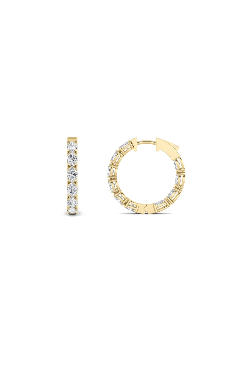 4CTW Oval Shaped Lab Grown Diamond (F/VS) Inside Out Hoop Earrings in 14K Gold
