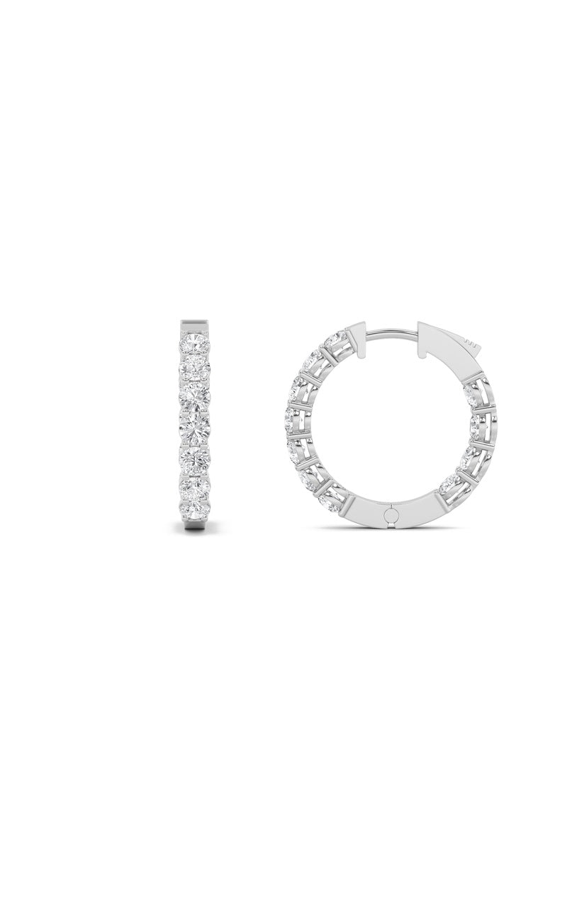 4Cttw Round Shaped Lab Grown Diamond (F/VS) Inside Out Hoop Earrings in 14K Gold