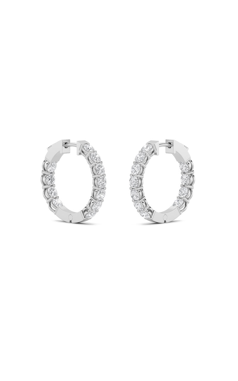 4Cttw Round Shaped Lab Grown Diamond (F/VS) InsideOut Hoop Earrings in 14K Gold