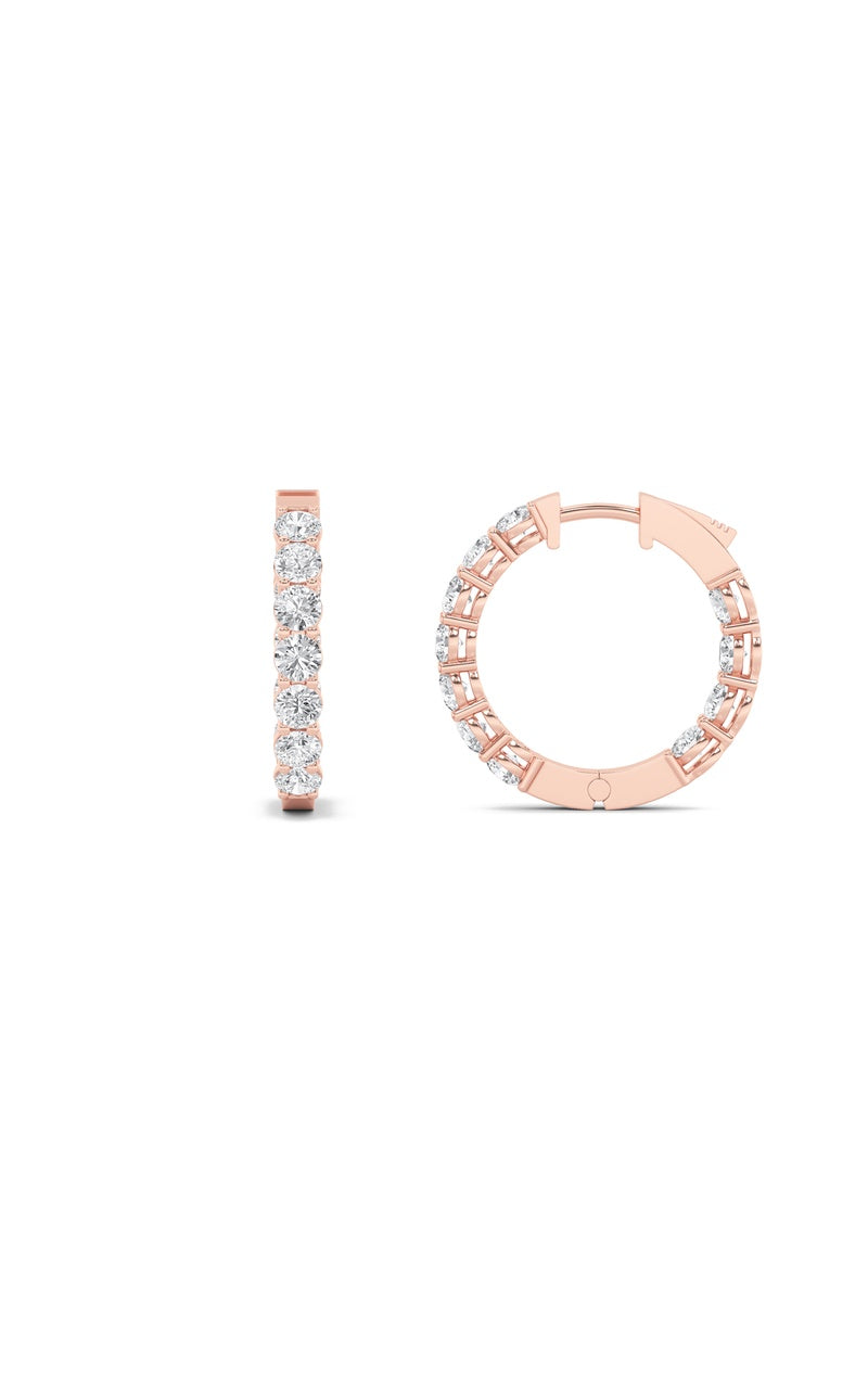 4CTW Round Shaped Lab Grown Diamond (F/VS) Inside Out Hoop Earrings in 14K Gold