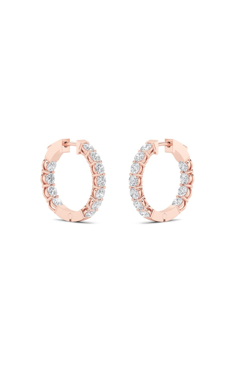 4Cttw Round Shaped Lab Grown Diamond (F/VS) InsideOut Hoop Earrings in 14K Gold