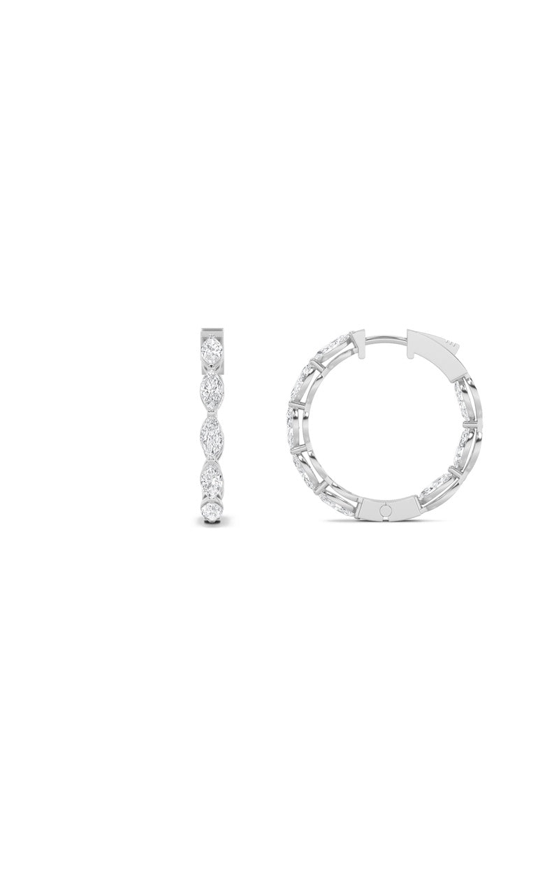 4CTW Marquise Shaped Lab Grown Diamond (F/VS) Inside Out Hoop Earrings in 14K Gold