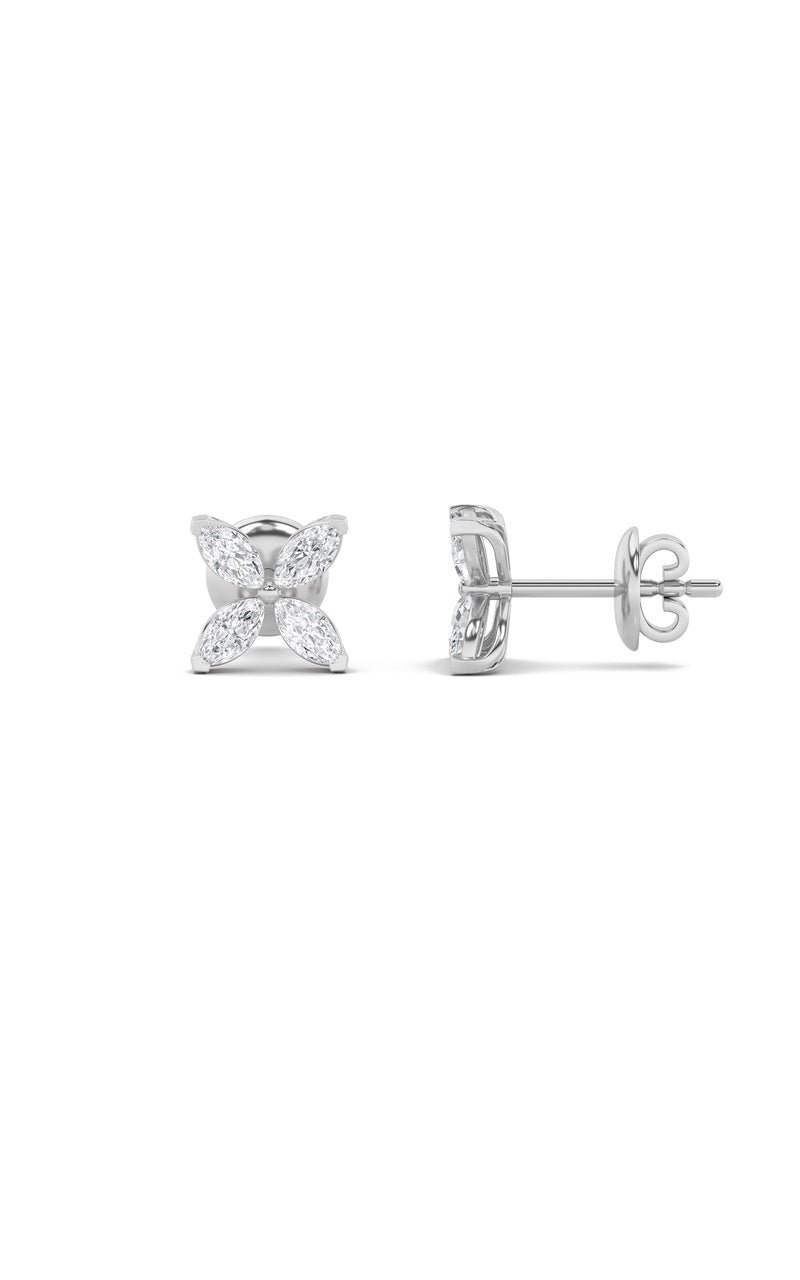 1.5Cttw Marquise Shaped Lab Grown Diamond (G/VS) Flower Earrings in 14K Gold
