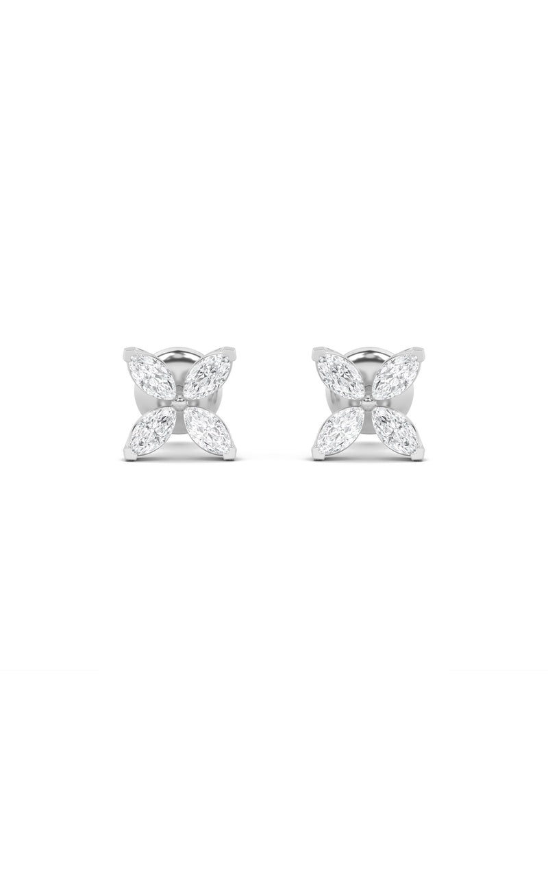 1.5CTW Marquise Shaped Lab Grown Diamond (G/VS) Flower Earrings in 14K Gold