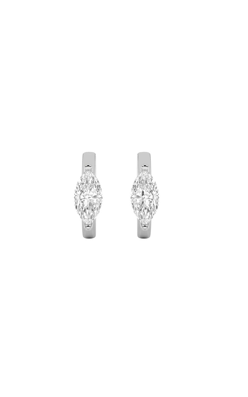 1.5CTW Marquise Shaped Lab Grown Diamond (F/VS) Solitaire Huggie Earrings in 14K Gold
