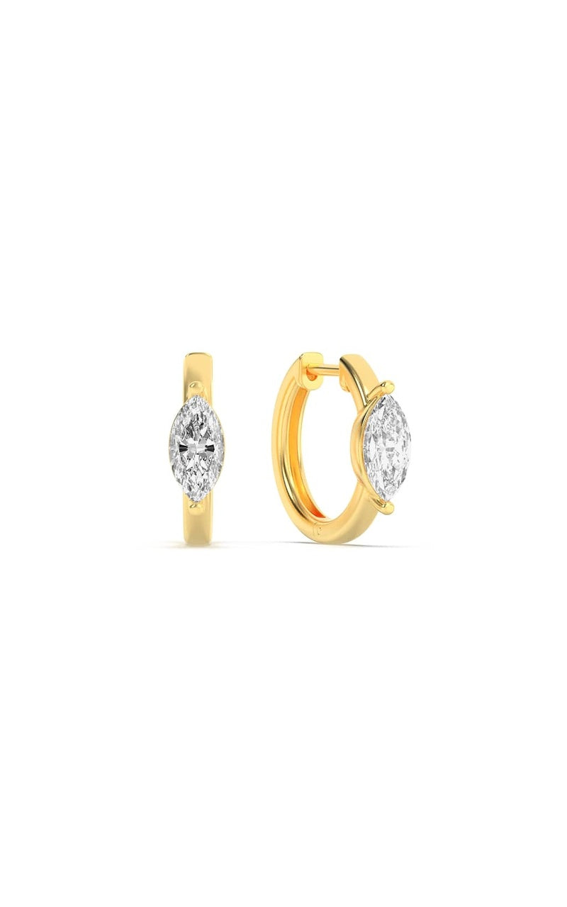 1.5CTW Marquise Shaped Lab Grown Diamond (F/VS) Solitaire Huggie Earrings in 14K Gold