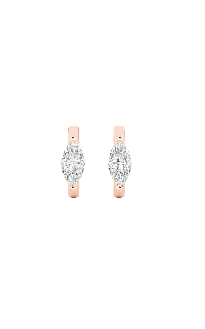 3.25CTW Marquise Shaped Lab Grown Diamond (F/VS) Solitaire Huggie Earrings in 14K Gold