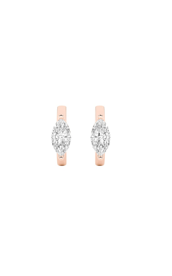 3.25CTW Marquise Shaped Lab Grown Diamond (F/VS) Solitaire Huggie Earrings in 14K Gold